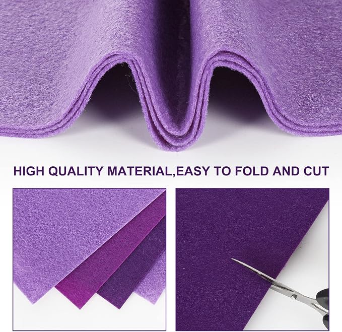 Whaline 18Pcs Felt Fabric Sheets Soft Thick Assorted Purple Craft Felt Pack