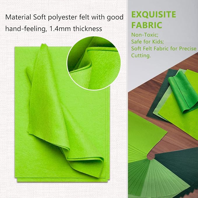 Jtnohx Soft Felt Sheets, 8x12 inches Assorted Craft Felt Fabric, 1.4mm Thick