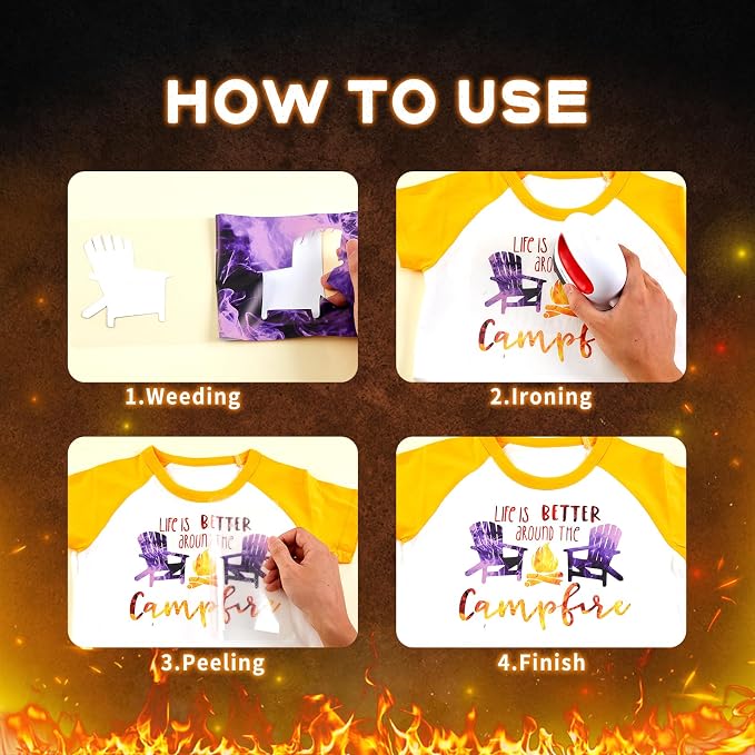 Tintnut Purple Flame Heat Transfer Vinyl, stretch washable, suitable