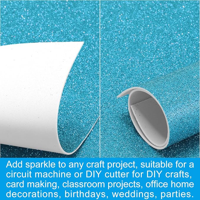 PATIKIL 30Sheets Light Blue EVA Glitter Foam Sheet 11.8 x 7.9 Inch 2mm Thick