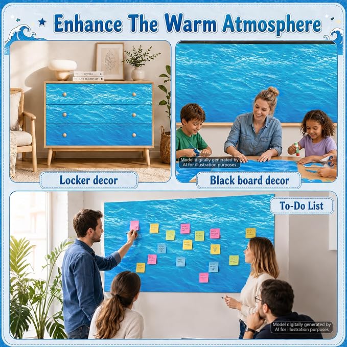 Ocean Waves Bulletin Board Roll Non-Woven Fabric Poster 16in X 20ft | Back to