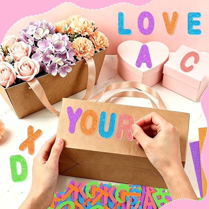 2 Inch Large Foam Letter Stickers Glitter Big Font