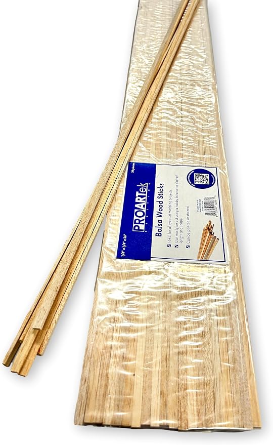 Proartek PK00029 Model BWS001X020 Balsa Wood Strips, 1/8" x 1/4" x 36"