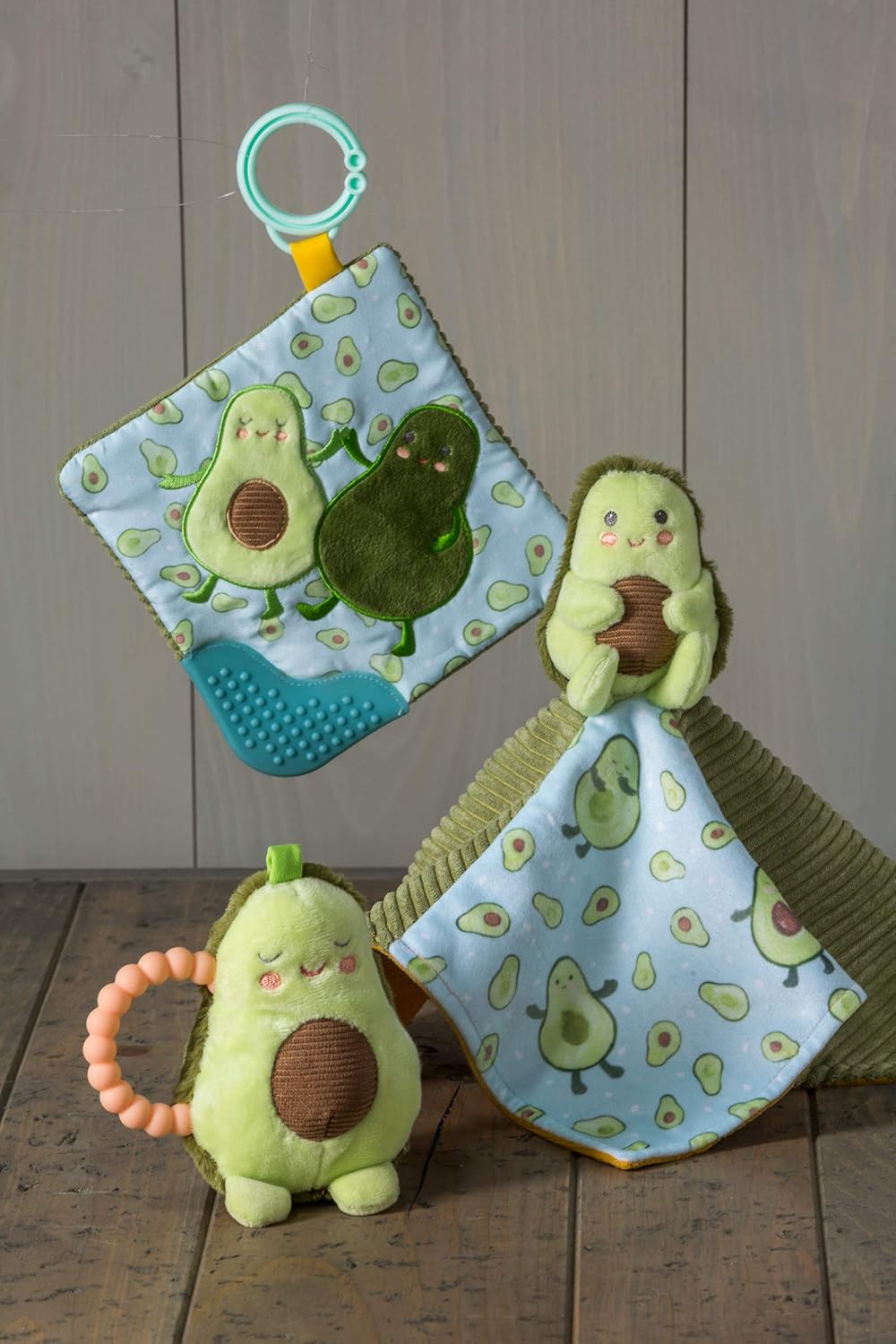 Mary Meyer Crinkle Teether Toy with Baby Paper and Squeaker, 6 x 6-Inches, Yummy Avocado (44141)