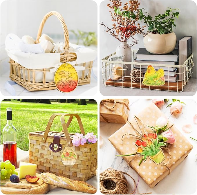 36PCS Wooden Easter Ornaments to Paint, 6 Styles DIY Blank Unfinished Wood Egg