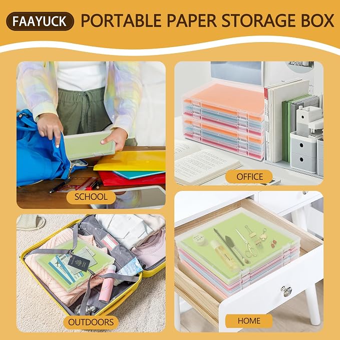 12x12 Inch Scrapbook Paper Storage, 4 Pack Plastic Paper Storage Box