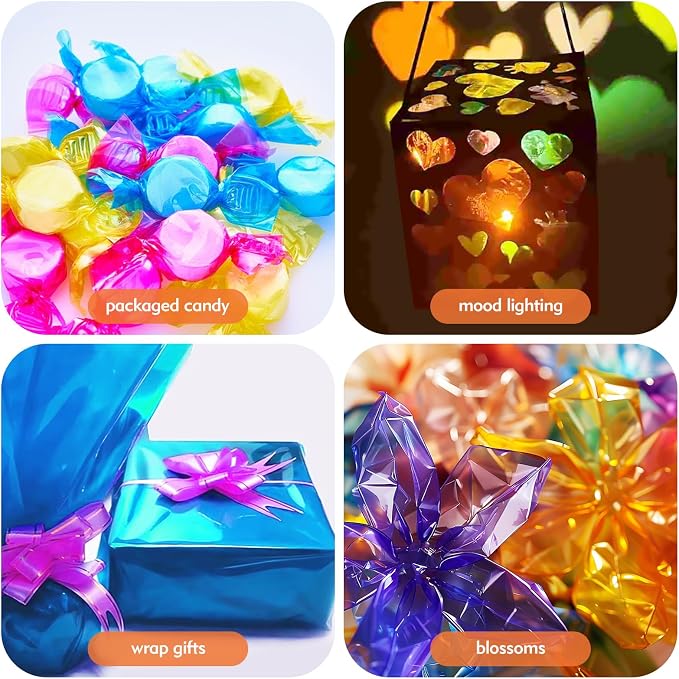 CdbC Colored Cellophane Sheets Colored Cellophane Transparent Gift Packaging 120