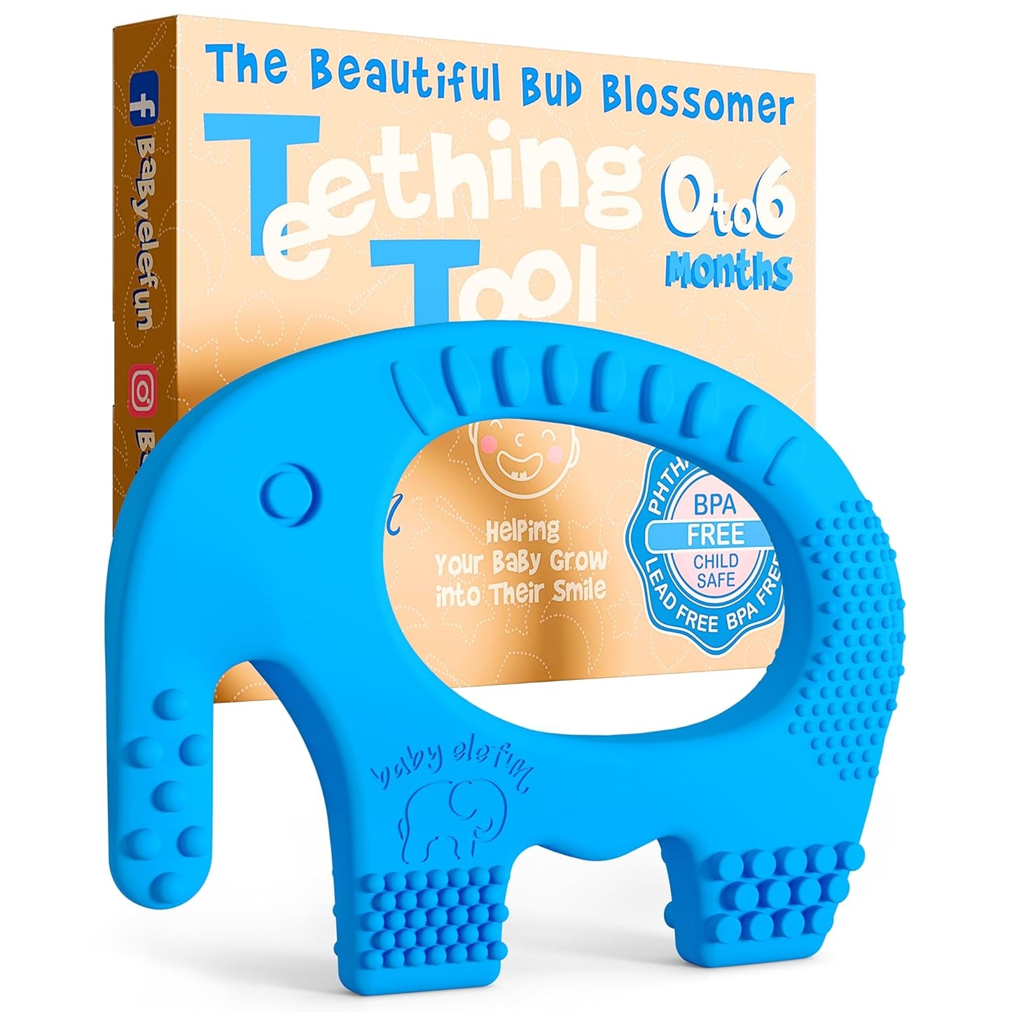 Baby Elefun Baby Teething Toys 5X Pain Relief Zero Delay 0-6 Months Blue