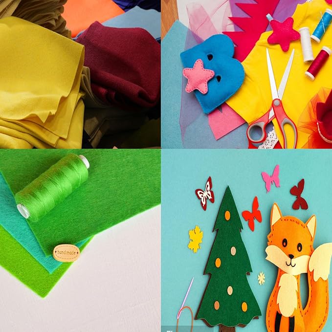 HaoFeijh Red Felt Fabric 36" x 36", 1.4mm Thick Soft Felt Fabric Sheet