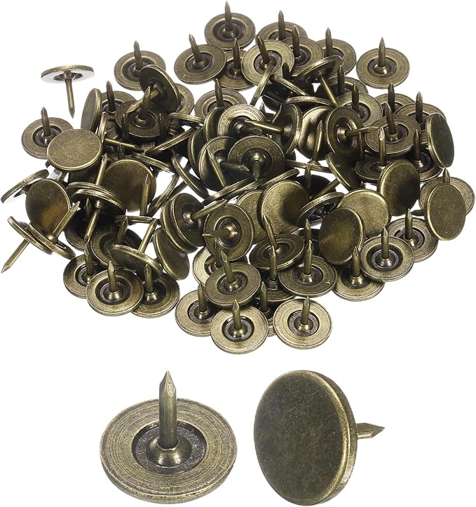 uxcell 150Pcs Upholstery Tacks, 11mmx10mm Flat Head Thumb Tack Decorative
