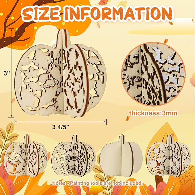 COCHIE DIY 3D Fall Pumpkin Wood Crafts to Paint