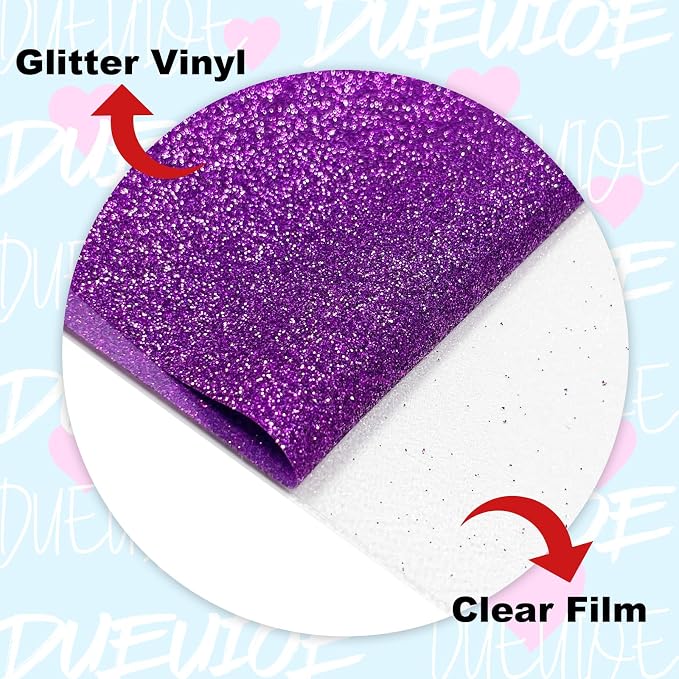 DUEUIOE Purple Glitter HTV Heat Transfer Vinyl Roll