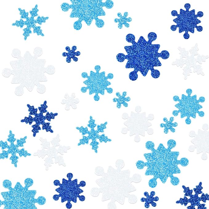 Coopay Glitter Snowflake Foam Stickers Self-Adhesive Snowflake Stickers Decals