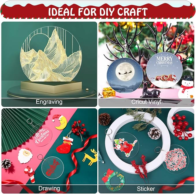 4 Inch Acrylic Ornaments Blanks, Christmas Decor, Keychain Engraving, and DIY