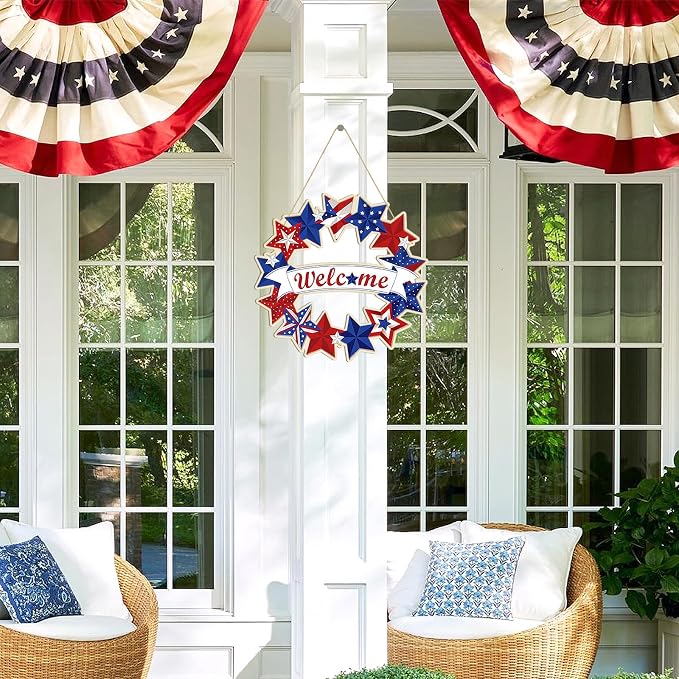 Large 12" Wooden 4th of July Crafts Star Ornaments to Paint, DIY Blank