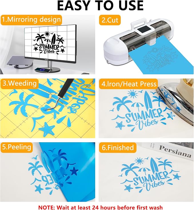 FUNKAKA HTV Heat Transfer Vinyl Bundle, 12 Rolls 12" x 5ft HTV Vinyl