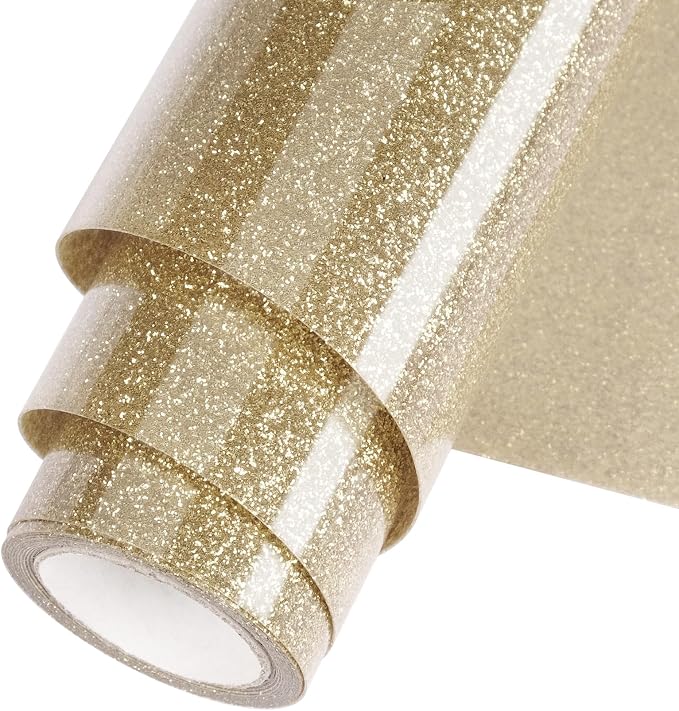 Champagne Glitter HTV Heat Transfer Vinyl Roll 12inch x 5 ft