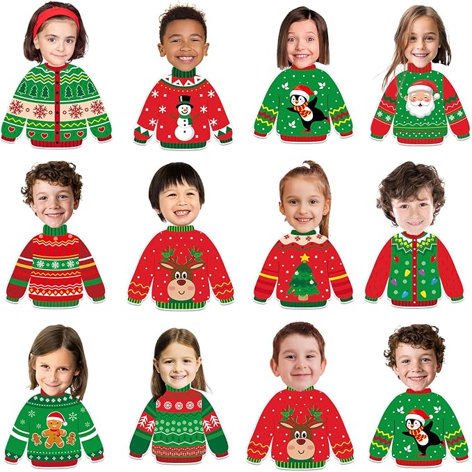 60pcs Christmas Theme Cutouts Ugly Sweater Bulletin Board Decorations Xmas Ugly