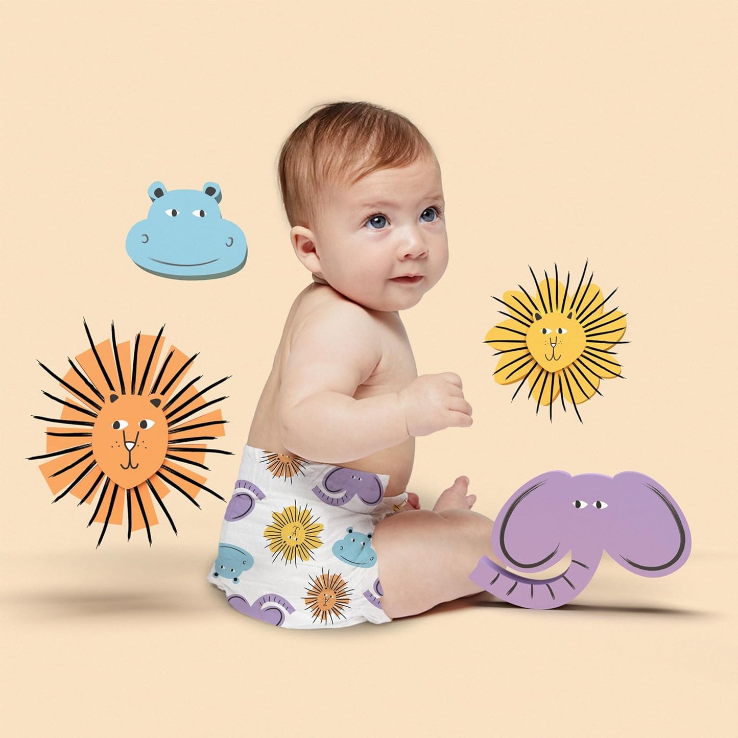 Hello Bello Premium Diapers Size NB (Up to 10 lbs) Safari Squad Designs, 32ct Jumbo Pack