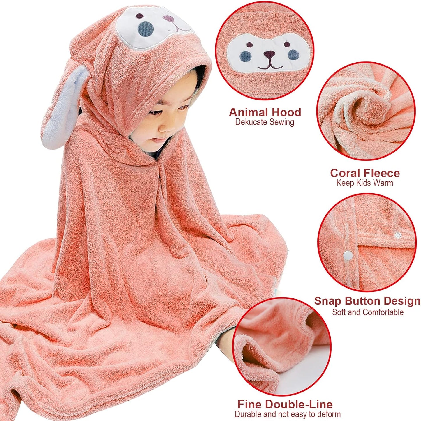 Visen Premium Hooded Towel for Kids,-28×55 INCH Large Size Kids Bath Towel,Ultra Soft Hooded Towel Wrap for Boys Girls