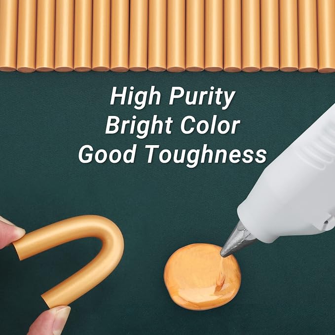 Metallic Gold Hot Glue Sticks, Manarty 48 PCS Full Size Hot Melt Glue Sticks