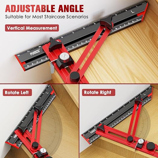 Stair Tread Template Tool with Triangular Brace and Edge Flip Stops | Stair