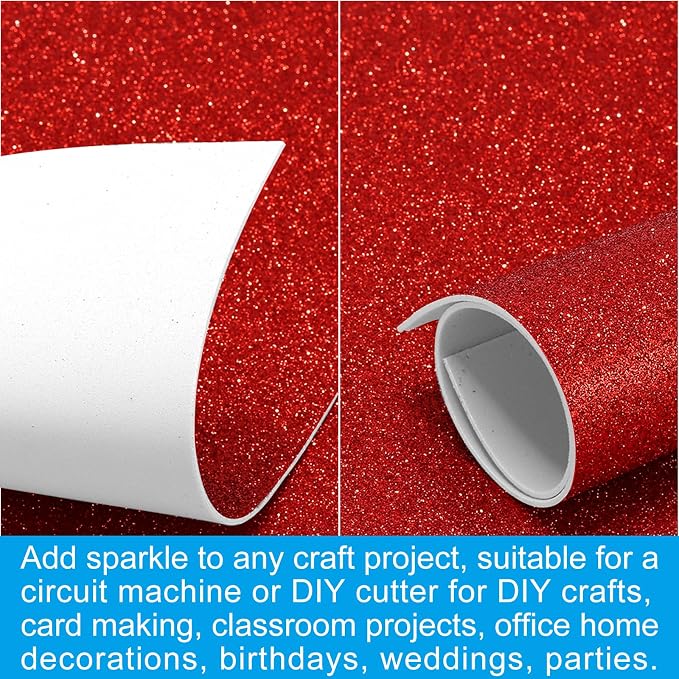 PATIKIL Red Shiny EVA Glitter Foam Sheet 11 x 8 Inch 2mm Thick