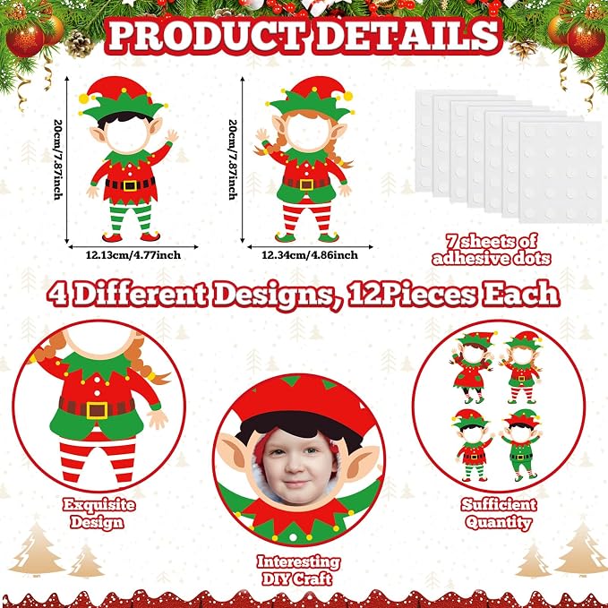 48 Set Christmas Elf Cutouts