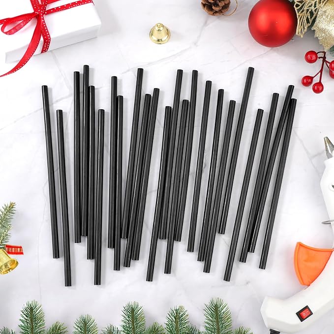 72 Pack Black Hot Glue Sticks Bulk, 0.27" Dia x 8" Long Black Glue Sticks
