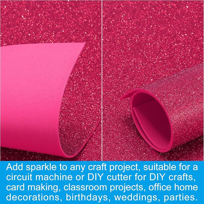 PATIKIL 30Sheets Wine Red EVA Glitter Foam Sheet 11.8 x 7.9 Inch 2mm Thick