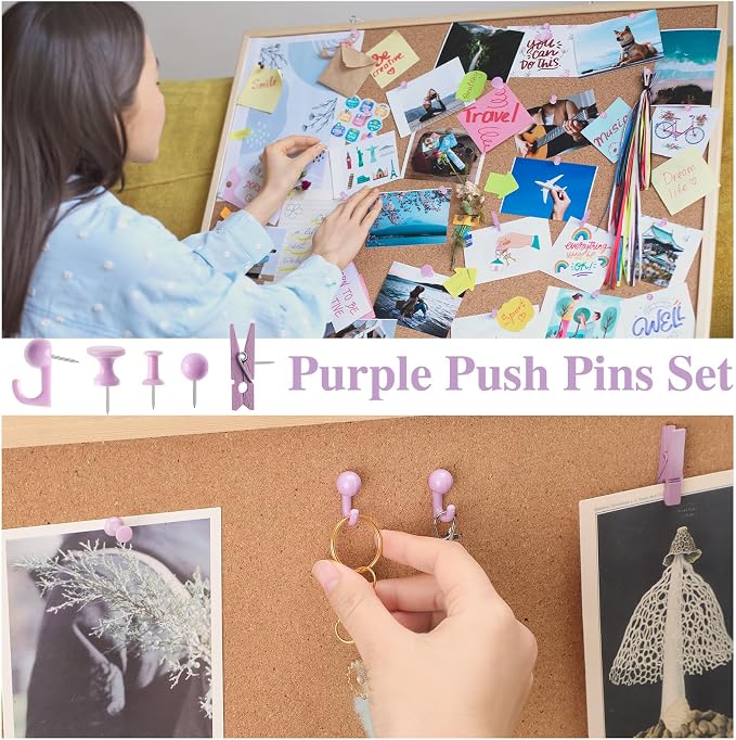 BESARME 200 Pcs Push Pins for Bulletin Board, Thumb Tacks for Cork Board |