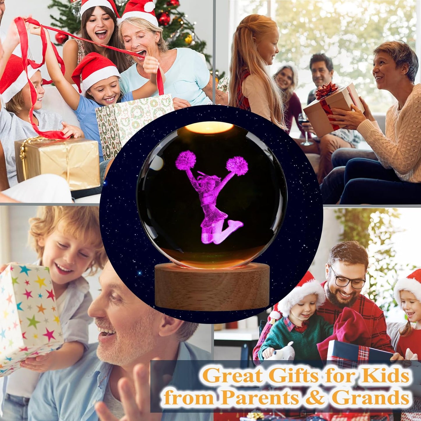 Cheerleader Crystal Night Light, Cheerleader Gifts, K9 3.15 Inch(80mm) Crystal Ball Night Light with 16 Colors Remote Upgraded Lamp for Birthday Xmas Cheering Squad Gifts for Room Decor Girls