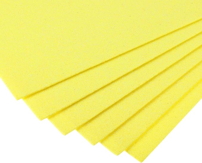 uxcell Light Yellow Shiny EVA Foam Sheets 12 x 8 Inch 2mm Thick