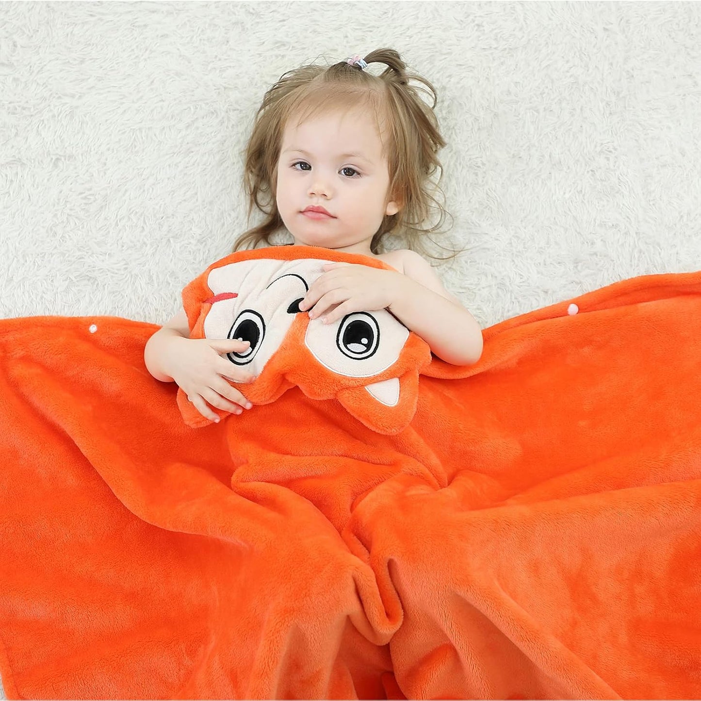 Wearable Blanket Hoodie for Kids Toddlers Hooded Towels Soft Cozy Flannel Wearable Throw Blanket Hoodie for Boys Girls Birthday Gifts (Fox 50 * 40)