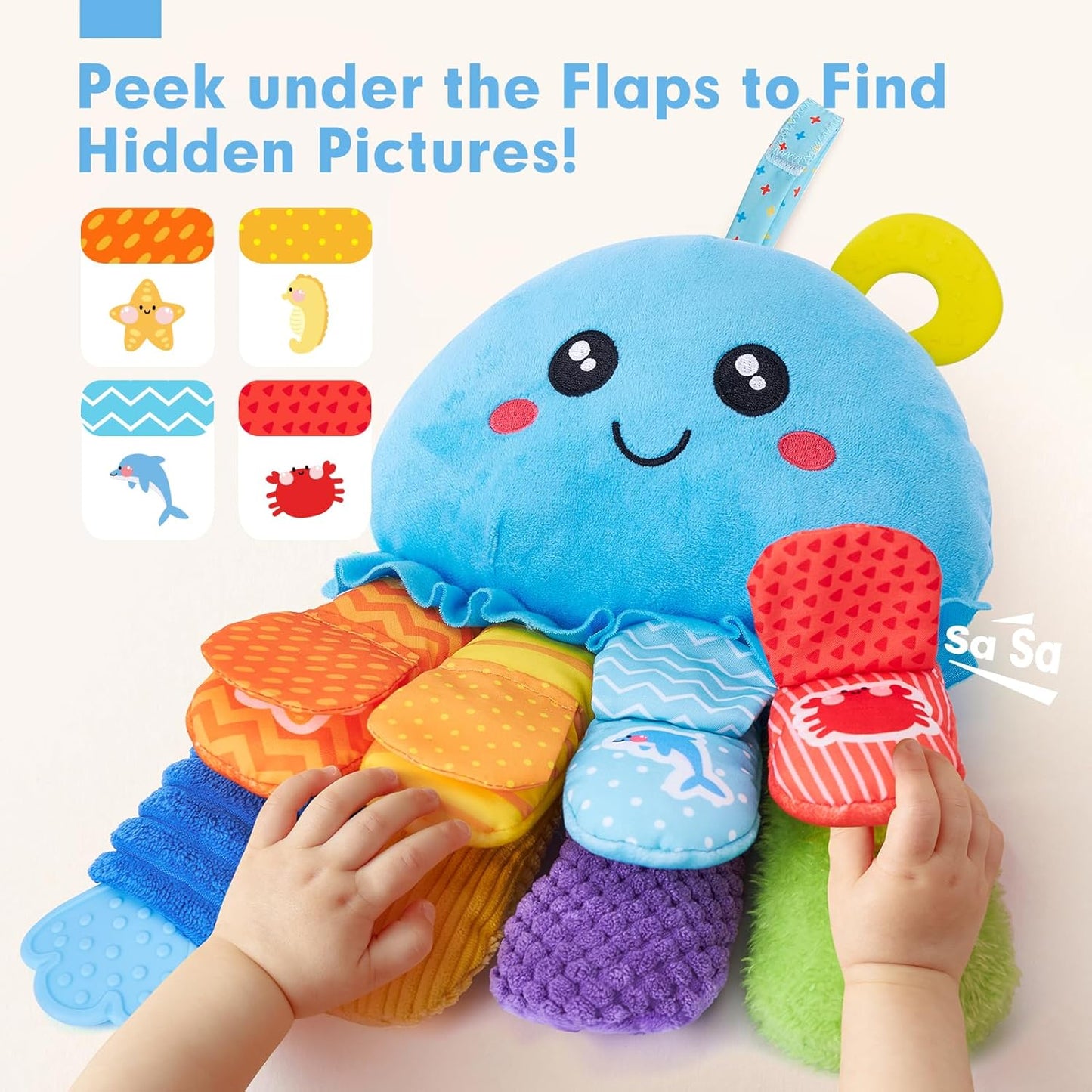 hahaland Baby Sensory Toys 3-6 Month - 15 in 1 Soft Tummy Time Toy with Crinkle Rattle Mirror for Infant Hanging Carseat Toys for 0-6 Month Developmental Newborn Montessori Toy for 3 4 5 6 Months