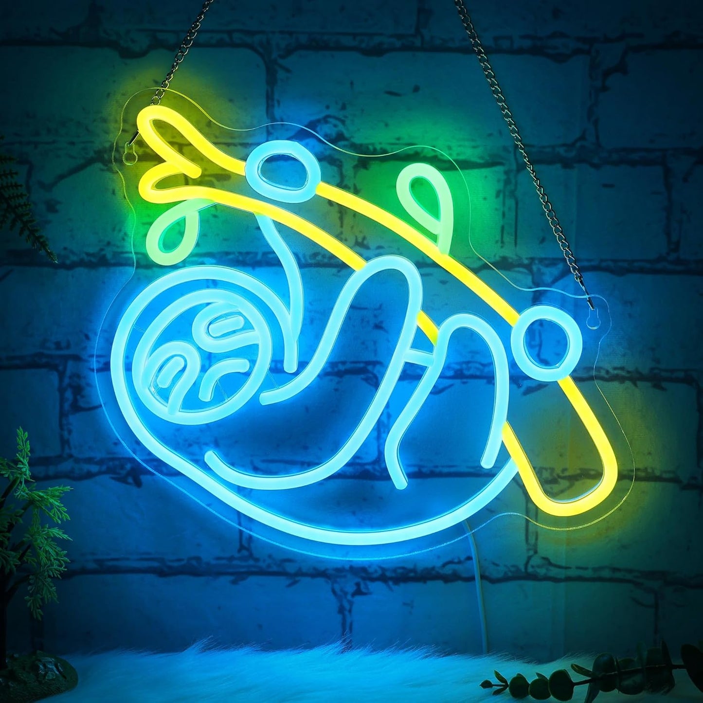 Sloth Neon Sign, Sloth Lamp Wall Decor, Dimmable Birthday Party Decorations for Home, Patio, Garden, Bars, Restaurants, Hotels, Stores, Clubs, Ideal Gift for Friends, Family and Kids
