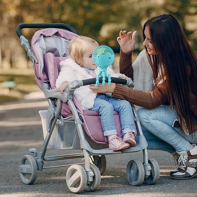 Portable Stroller Fan Personal rechargeable USB Fans With 5200mAh 3 Speeds Battery Small Baby Car Seat Mini Handheld Clip On Fan for Pram Crib Bike Treadmill Outdoor Camping Travel and Student Desk