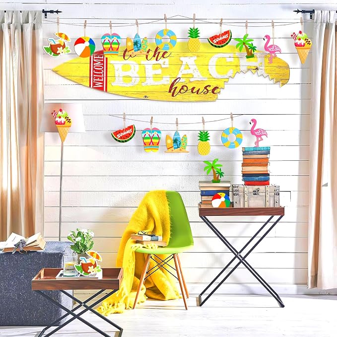 36PCS Wooden Summer Ornaments to Paint, 12 Styles DIY Blank Unfinished Wood