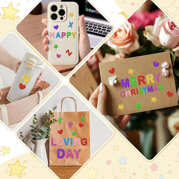 Foam Letter Stickers, 7 Sheets 3D Glitter Alphabet Stickers