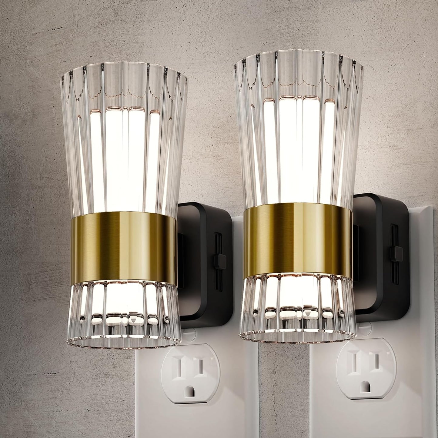 Night Lights Plug into Wall, Home Decor, Decorative Night Light with Dusk to Dawn Light Sensor, Daylight White 5000K, 0-100LM Adjustable Brightness, Unique Design for Use in Bedroom, Hallways, 2 Pack