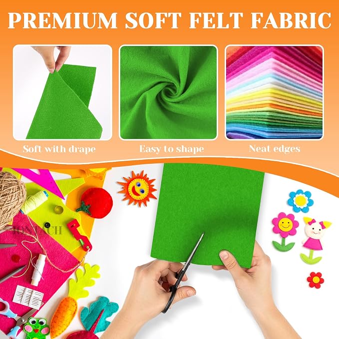 IONTACH 9" X 12" Soft Felt Sheets 1.6mm Thick | Felt Fabric