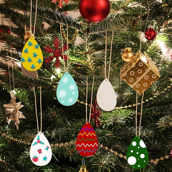 100 Pieces Unfinished Blank Wood Teardrop Earring Pendant