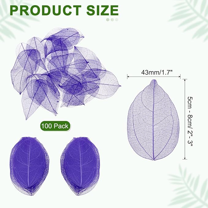 uxcell 100 Pcs Dark Purple Skeleton Leaves