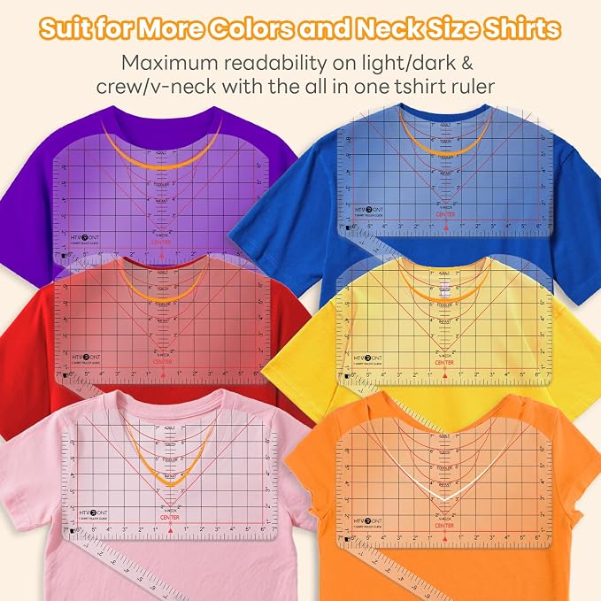 HTVRONT Tshirt Ruler Guide for Heat Press, Vinyl Alignment, Center Design | For