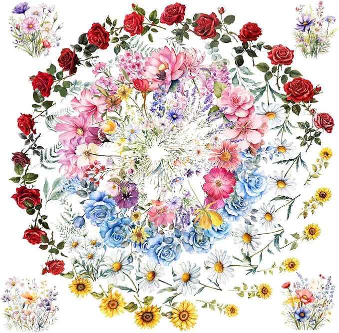 100 Pcs Natural Flower Stickers