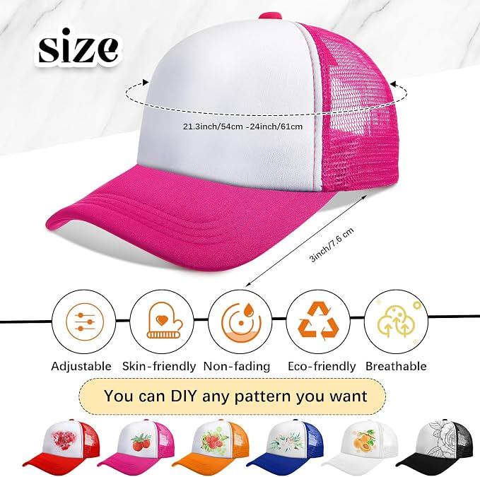 Vabean 24 Pack Sublimation Blank Cap Trucker Mesh Cap Unisex Plain Blank