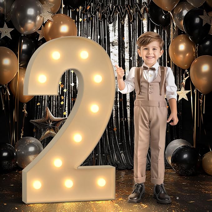 imprsv 4FT Marquee Number 2 Light up Number 2nd Birthday Decorations Large