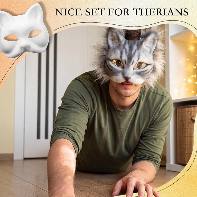 Seenelling DIY Therian Mask Kit Blank Cat Mask