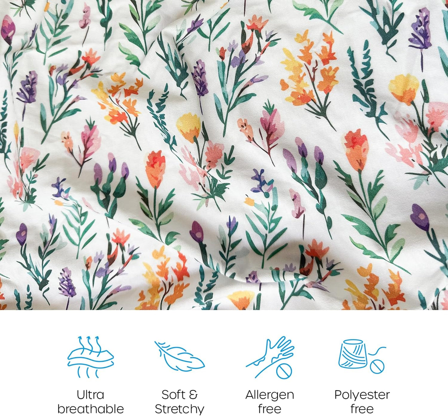 Quiggly Travel Crib Sheets for Guava Lotus, 2 Pack Organic Cotton Jersey Knit, Vibrant Floral Patterns - Fits Mattresses for Boys & Girls (Travel Crib, Wildflower Dreamin')