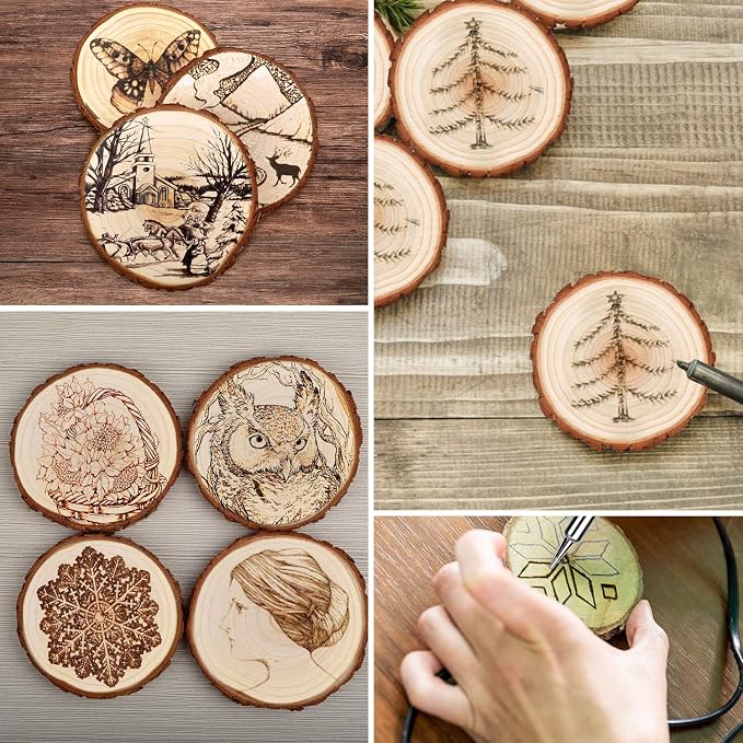 LESUMI Wood Slices with Bark, DIY Craft Supplies